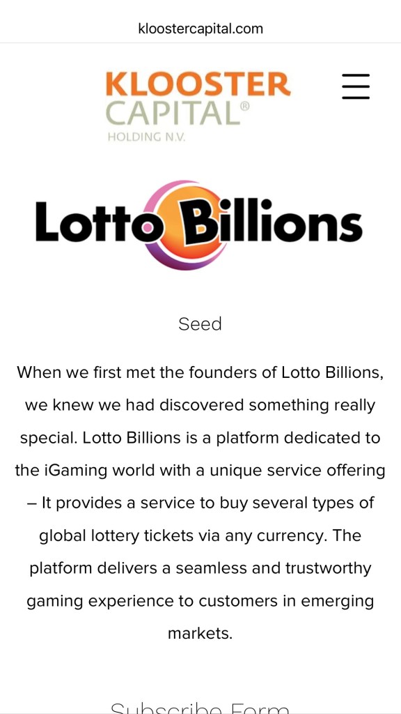 Lotto Billions CEO Michiel Van Der Klooster invested in the scam early on